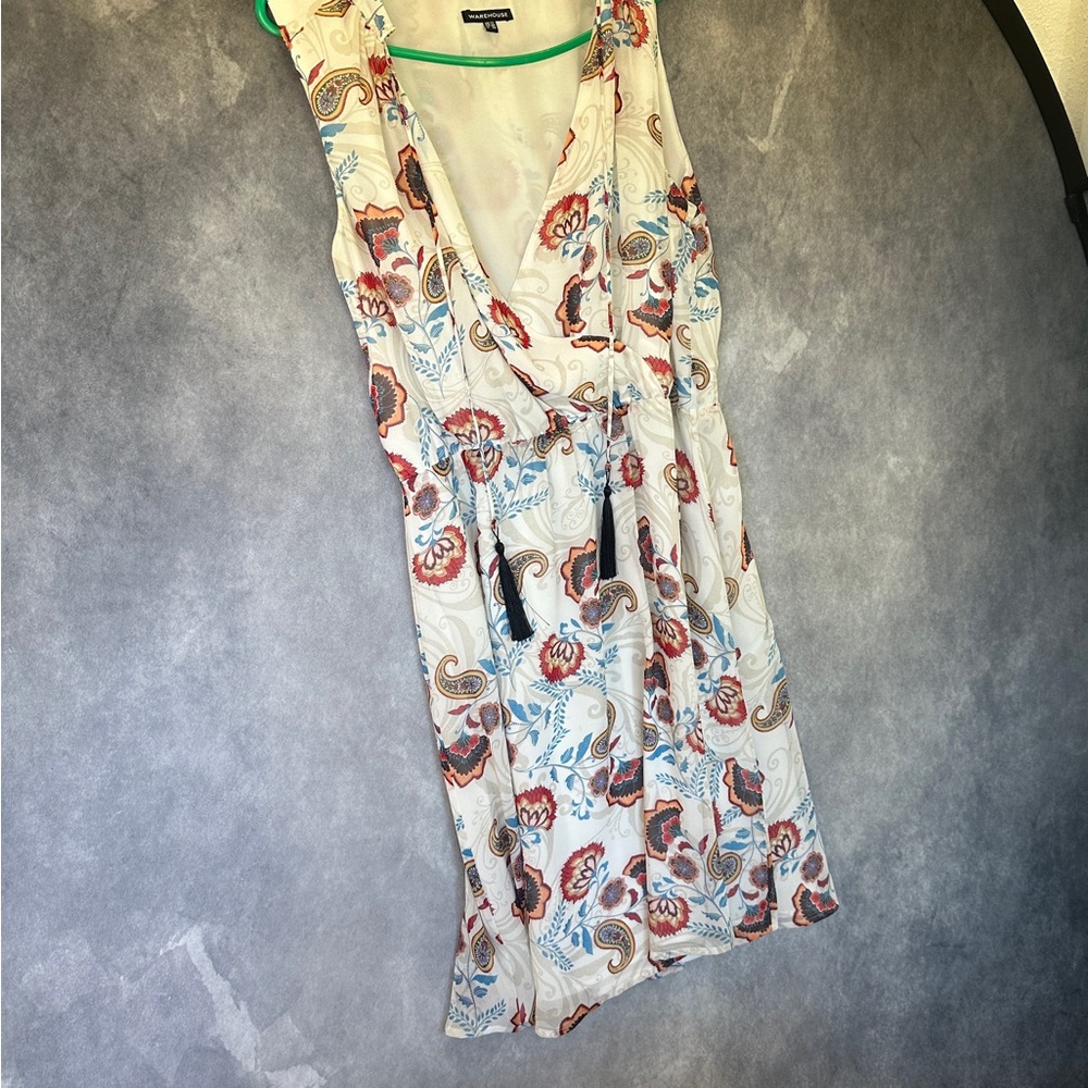 Warehouse Multicolor Patterned Dress With Tassels - image 1